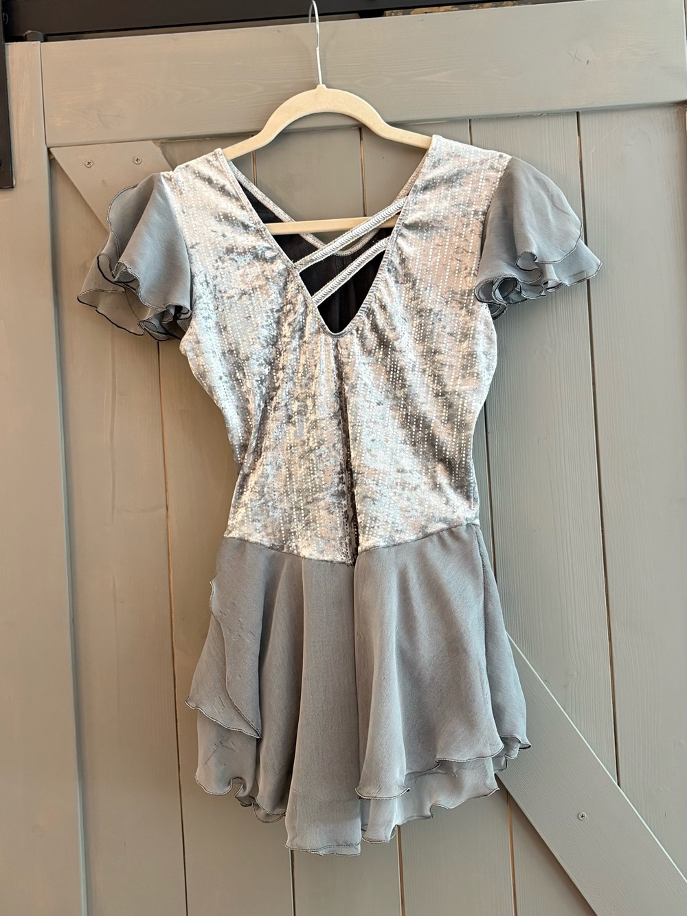 Ladies Silver Figure Skating Dress for Competition - Picture 2 of 10